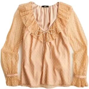 J. Crew Ruffleneck Top in Clip Dot 3X